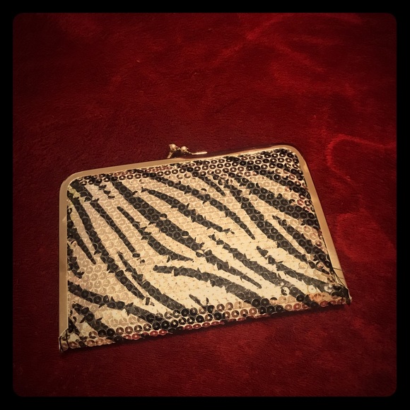 Target Zebra print sequin clutch with silver trim - Picture 1 of 3